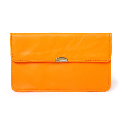 Dove Wallet in orange with stitching detail and press stud fastening